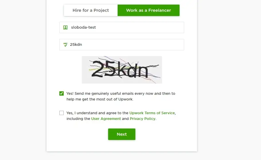 upwork-Anmeldung