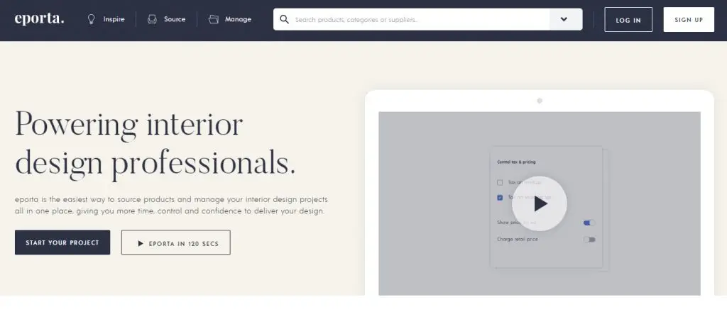 Eporta, ein in London ansässiges B2B-Marktplatz-Startup für Innendesign