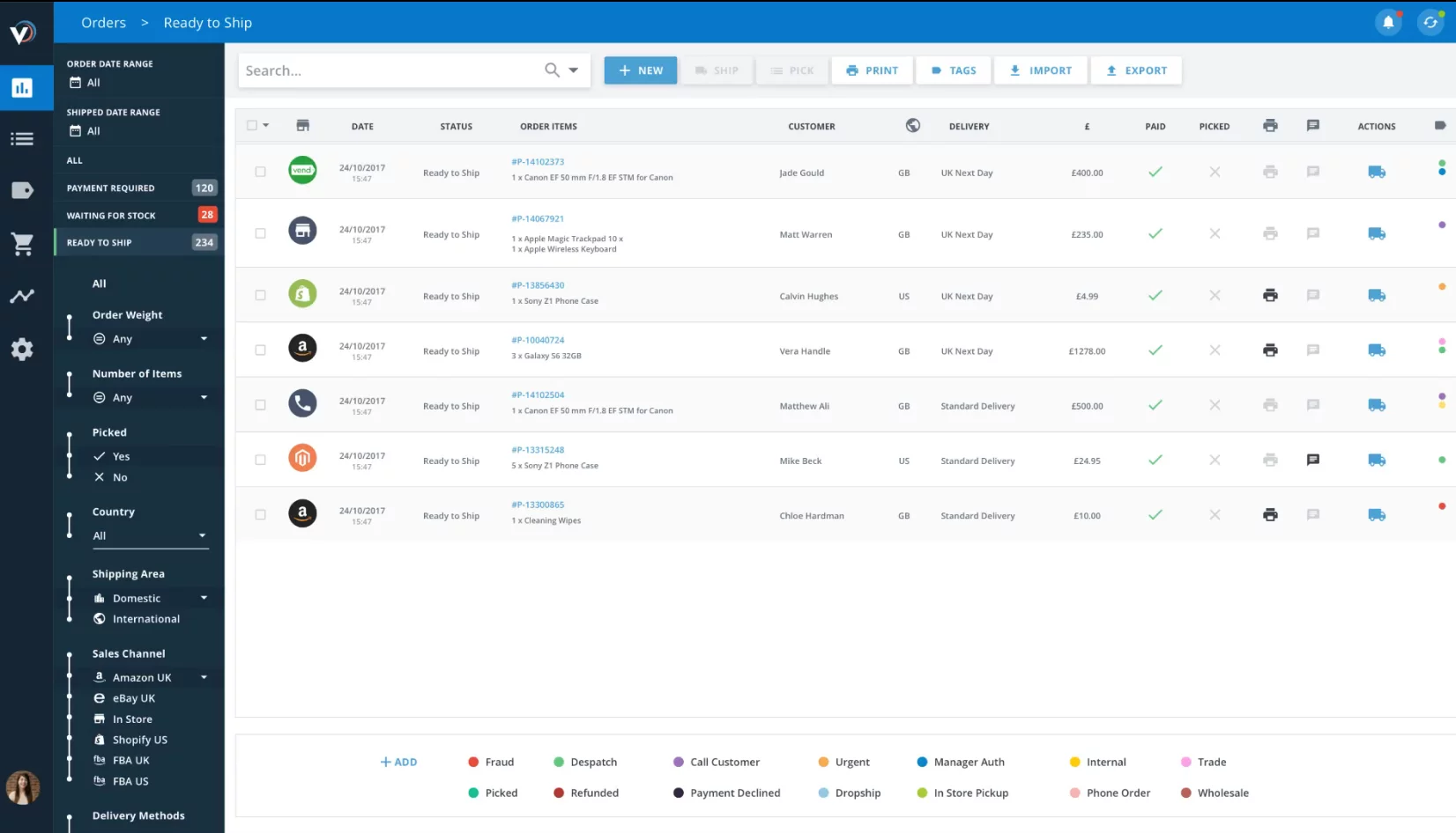 Veeqo - Orders page