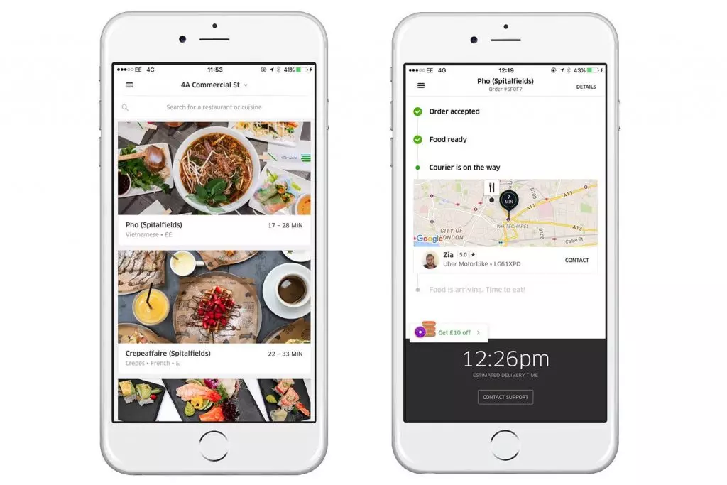 UberEats Empfehlungen für die nächstgelegenen Restaurants