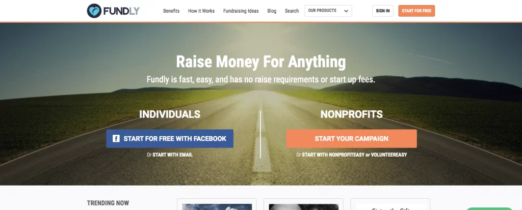 fundly homepage