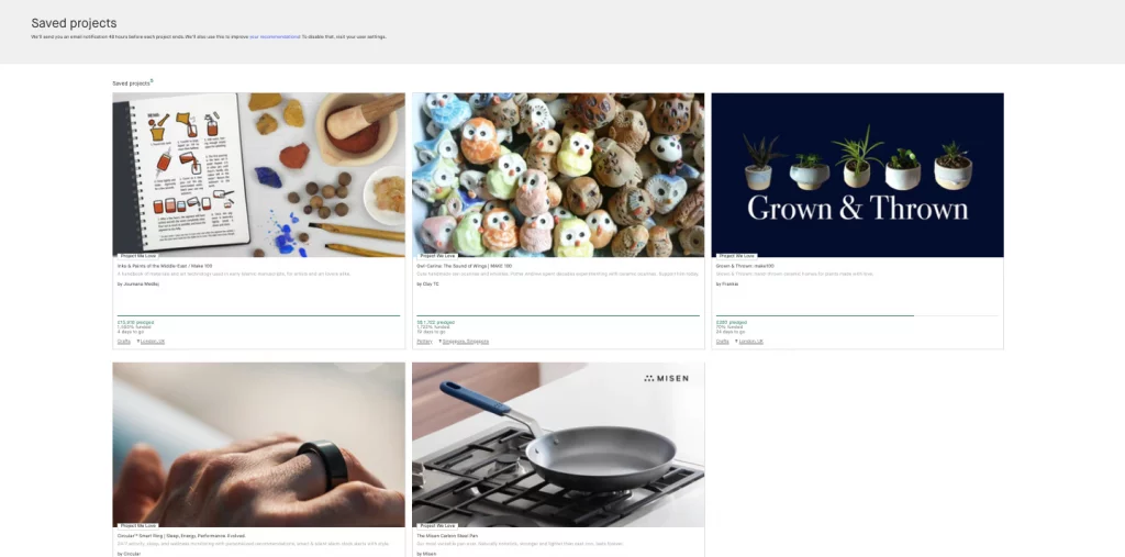 How to create a crowdfunding platform: Saved Projects Section