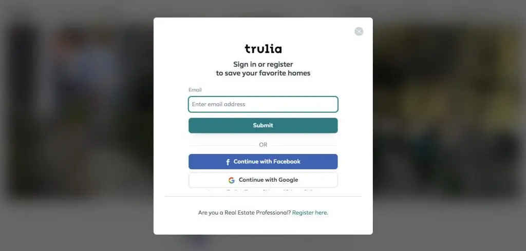 Mietmarktplatz: trulia Registrierung