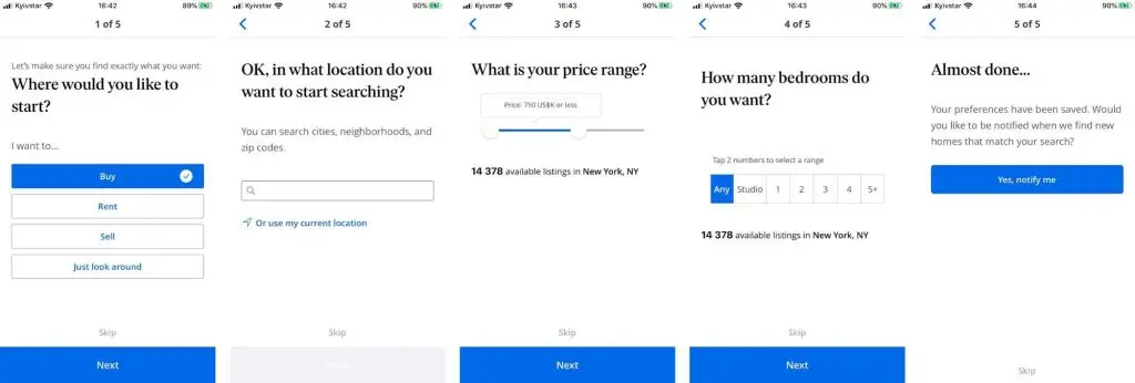 Entwicklung einer mobilen Immobilien-App Onboarding