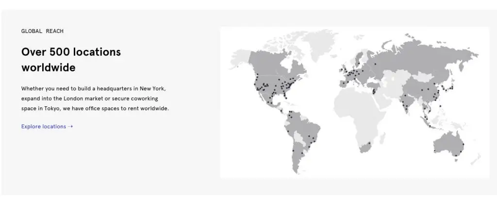 Space-as-a-service business model: wework homepage