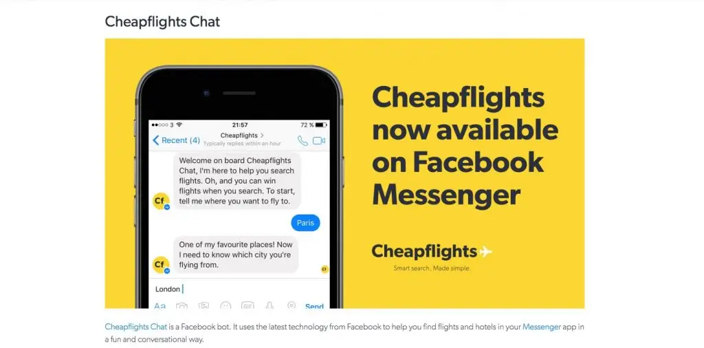 Wie man einen Chatbot mit natürlicher Sprachverarbeitung erstellt: Cheapflights Chat