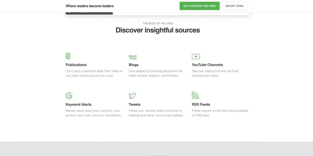 How to Create a News Aggregator Website: Feedly main page