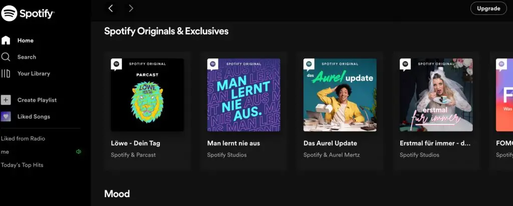 Spotify-Startseite
