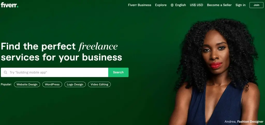 Fiverr Homepage