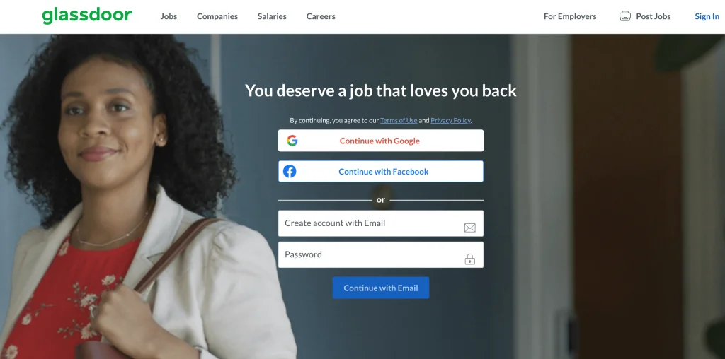 Glassdoor homepage
