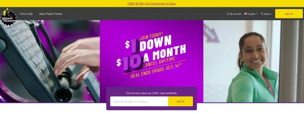 How to Build a Fitness Website: Planetfitness.com Home Page