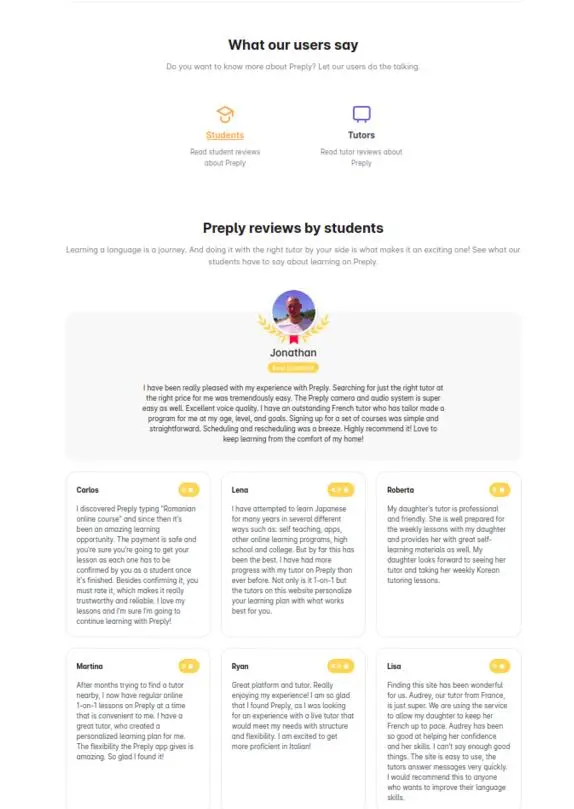 Preply Reviews Page