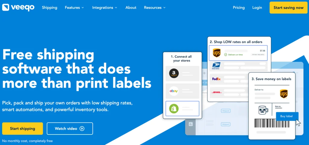 Veeqo homepage