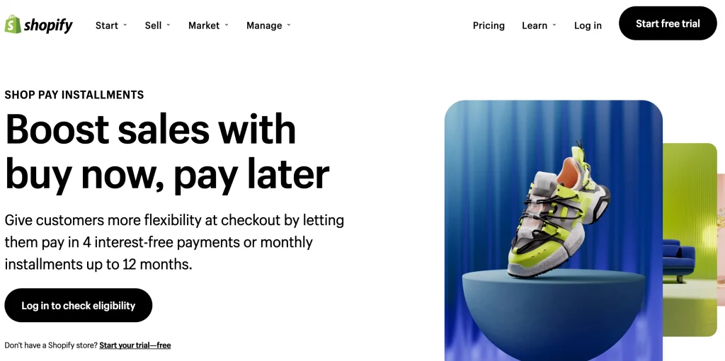 Shopify homepage